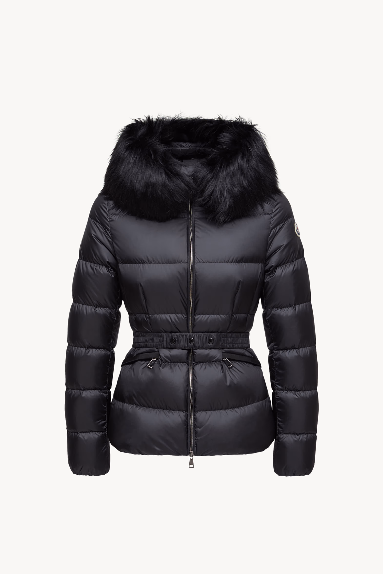 Boed Hooded Shearling-Trimmed Short Down Jacket Women Black Moncler 2